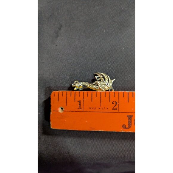 Vintage Rhinestone Rooster Brooch Pin Sparkling Clear Stones Gold-Tone  1.5" - Picture 8 of 9